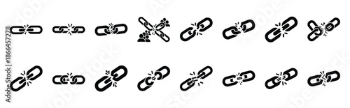 First Day of Black History Month equality chain break silhouette icon set