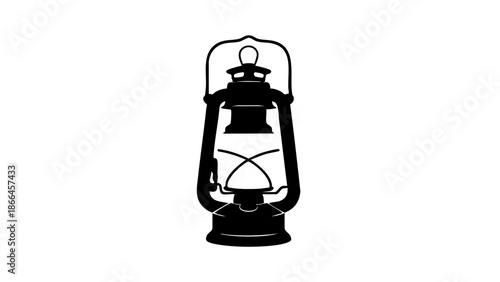 An antique oil lantern in a silhouette form