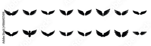 First Day of Black History Month freedom wings spread silhouette icon set