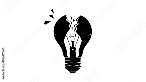 A broken light bulb, symbolizing a failed idea or lack of innovation