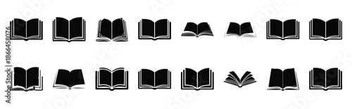 First Day of Black History Month legacy book open silhouette icon set