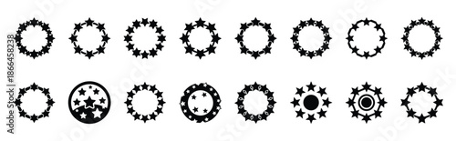 First Day of Black History Month unity circle stars silhouette icon set