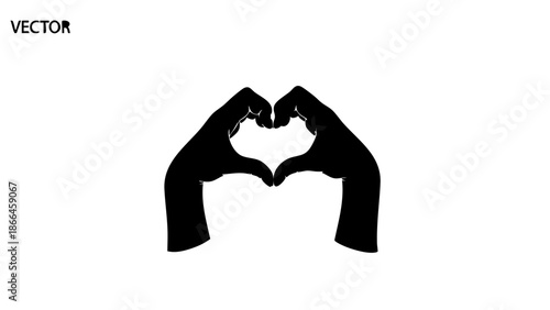 Two hands forming a heart shape, a symbol of love and affection. The hands are silhouetted, creating a minimalist and symbolic design. 