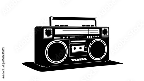 Classic retro boombox. A vintage music player for the old times.