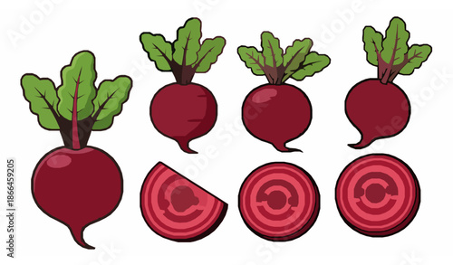 Cute cartoon beetroot vector collection isolated on white background for healthy food illustrations