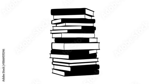 A stack of books, monochrome line art. A visual representation of knowledge, study and education