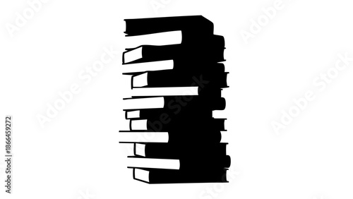 A tall stack of books, in a simple and artistic style. Perfect for educational, literacy, or knowledge-related concepts.