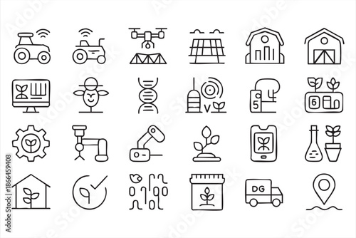 Digital Agriculture Icons for Agritech and Automation Interfaces