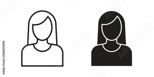 Woman icon flat simple icon. Liner version - stock vector.