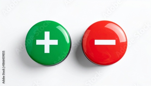 Green plus and red minus buttons on white background