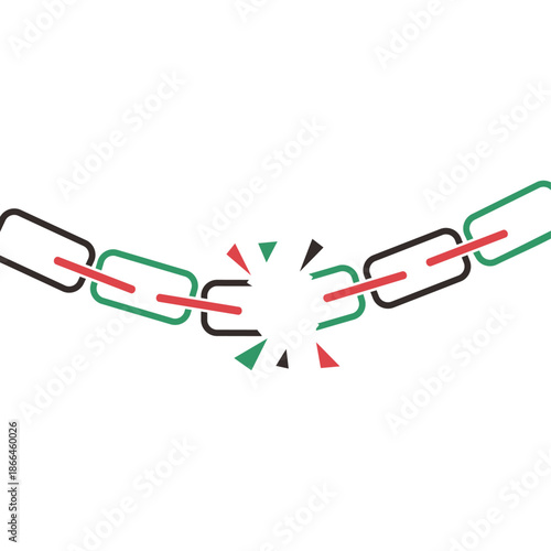 Broken Chain in Palestinian Flag Colors Symbol of Liberation