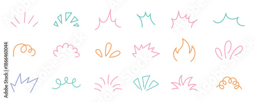 Hand drawn of shine sunburst sparkle ray With illustration style doodle and line art. Doodle line rays. sparkle, flash, icon, burst, comic, explosion, expressive, fireworks, ray, shine, visual, comic