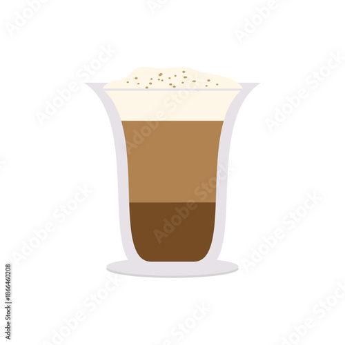 Flat Illustration of Caffe Latte in Glass