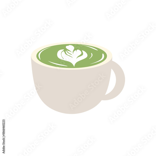Flat Illustration of Green Matcha Latte