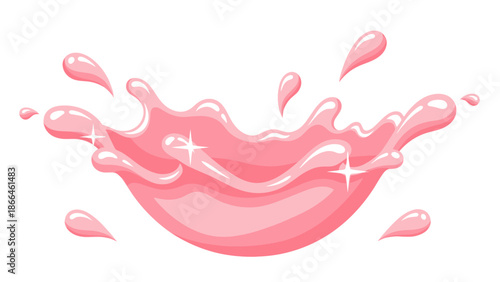 Pink Liquid Splash Droplets.