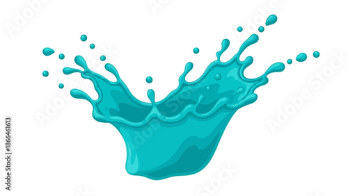Teal Liquid Splash Droplets Falling.