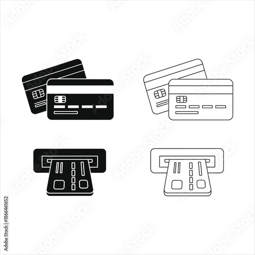 Illustrator Banking Icon Depicting Credit Card And Atm Transactions