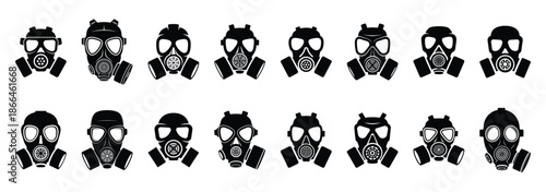 gas mask silhouette icon set