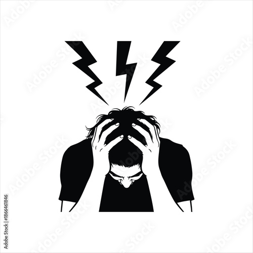 Vector illustration depicting stress anxiety and mental health concepts visually