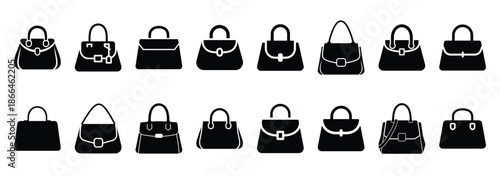 handbag fashion silhouette icon set
