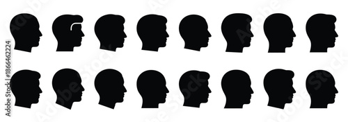 head silhouette profile icon set