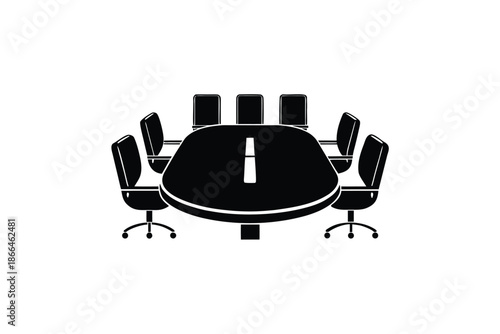 Conference Room Chair and Table Set Vector Illustration