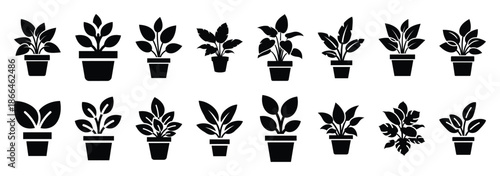 house plant silhouette icon set
