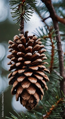 pine cones on a branch.