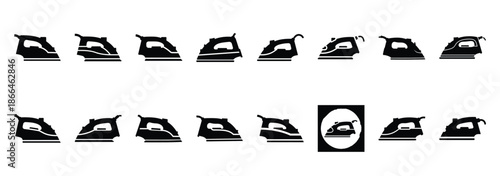 iron appliance silhouette icon set