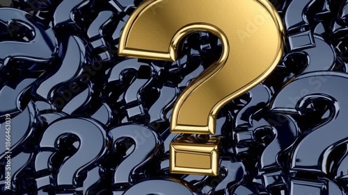 Discovering creativity in problem-solving with golden question marks emerging from dark background