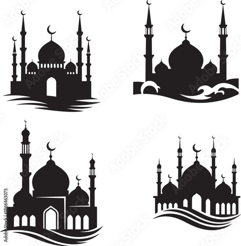 taj mahal vector illustration set