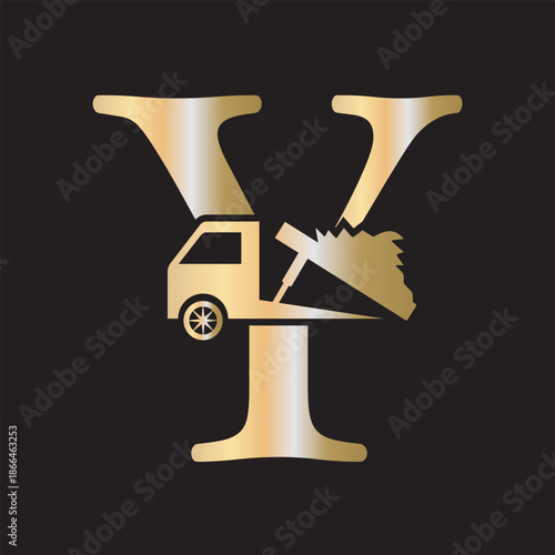 Truck  Logo  combine with letter Y vector template