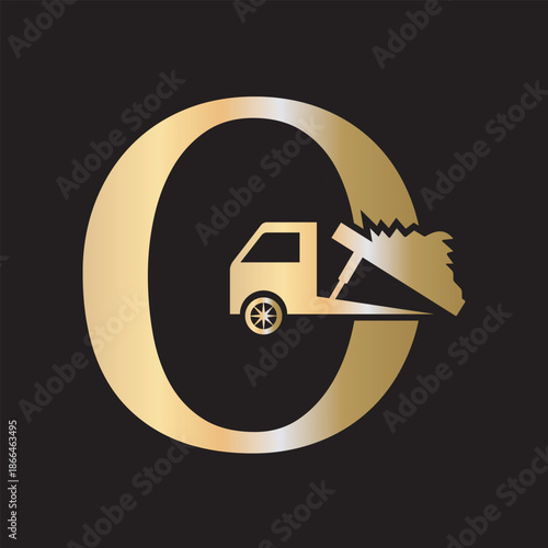 Truck  Logo  combine with letter O vector template