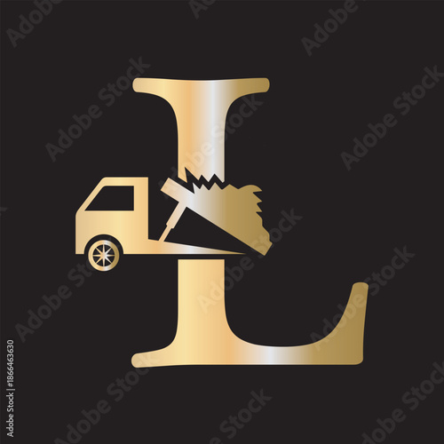 Truck  Logo  combine with letter L vector template