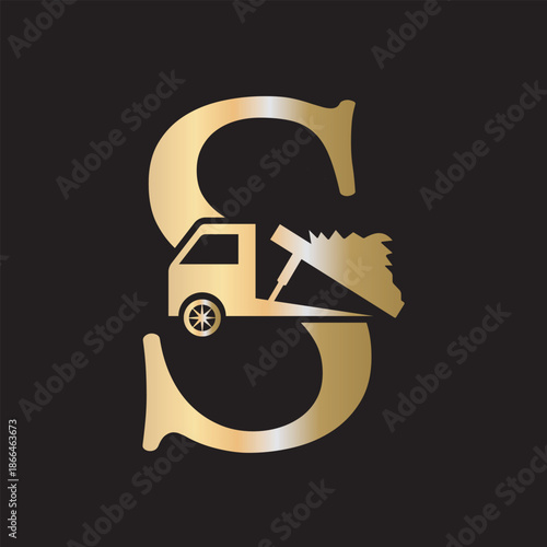 Truck  Logo  combine with letter S vector template