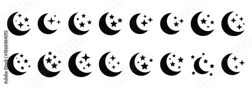 moon stars silhouette icon set