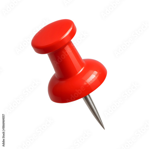 Plakat red push pin isolated on white