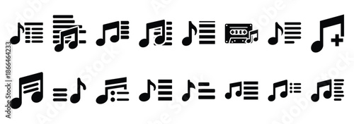 music playlist silhouette icon set