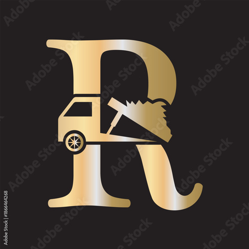 Truck  Logo  combine with letter R vector template