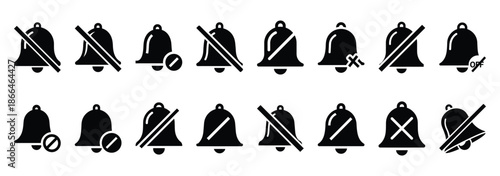 notification bell off icon set