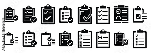 order checklist silhouette icon set