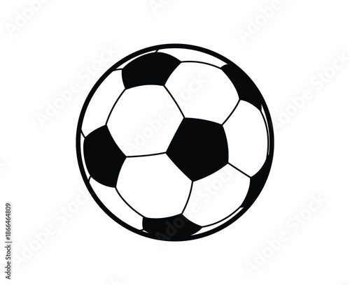 Soccer Ball Icon Vector Graphic - Black and White Football Sports Equipment Illustration