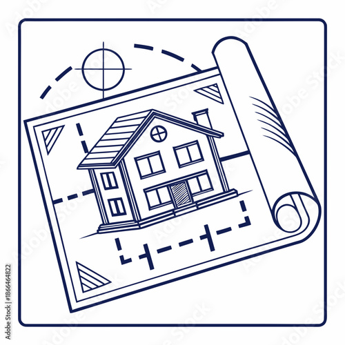 Clean vector icon of a construction blueprint plan, representing planning, architecture, and project development.