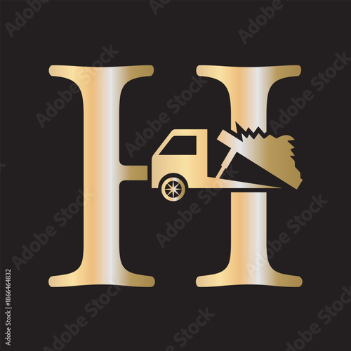 Truck  Logo  combine with letter H vector template