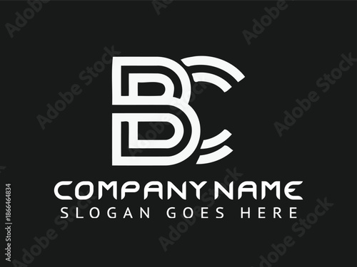 BC or CB initial letter logo design vector with balck background