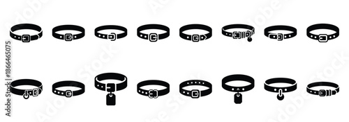 pet collar silhouette icon set