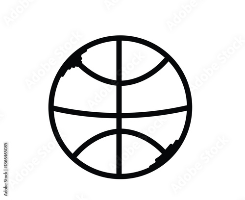 Basketball Doodle Icon, Hand Drawn Sports Ball Illustration for Competition and Games