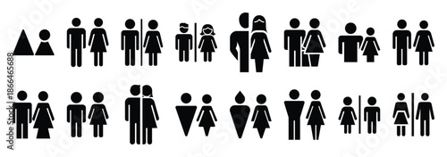 public restroom silhouette icon set