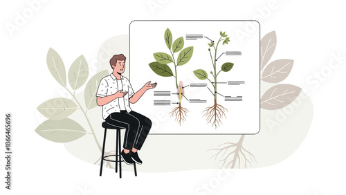 Lecturer Explaining Plant Structure With Diagram For Educational Purposes
