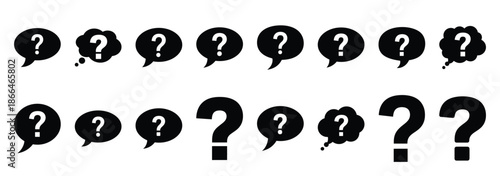 question bubble silhouette icon set